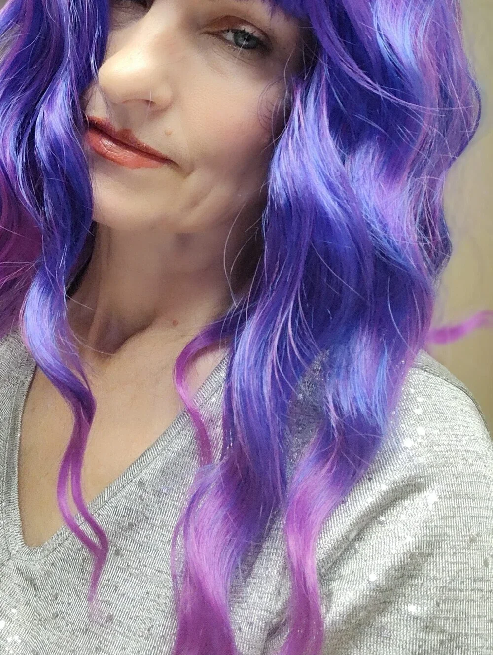 Purple And Pink Full Head Wig NWT